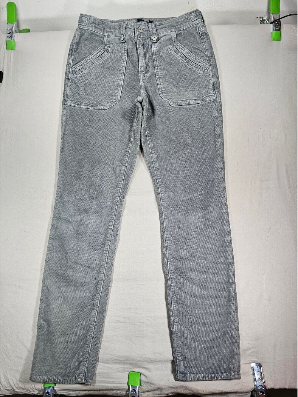 American Eagle Classic Skinny Corduroy Pants Womens 6 Gray Stretch Utility Y2K